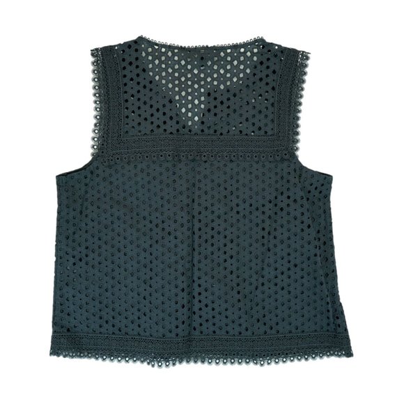 NWT $79 Banana Republic Top Womens Small Black Lace‎ Inset Crochet Sleeveless - Picture 2 of 4
